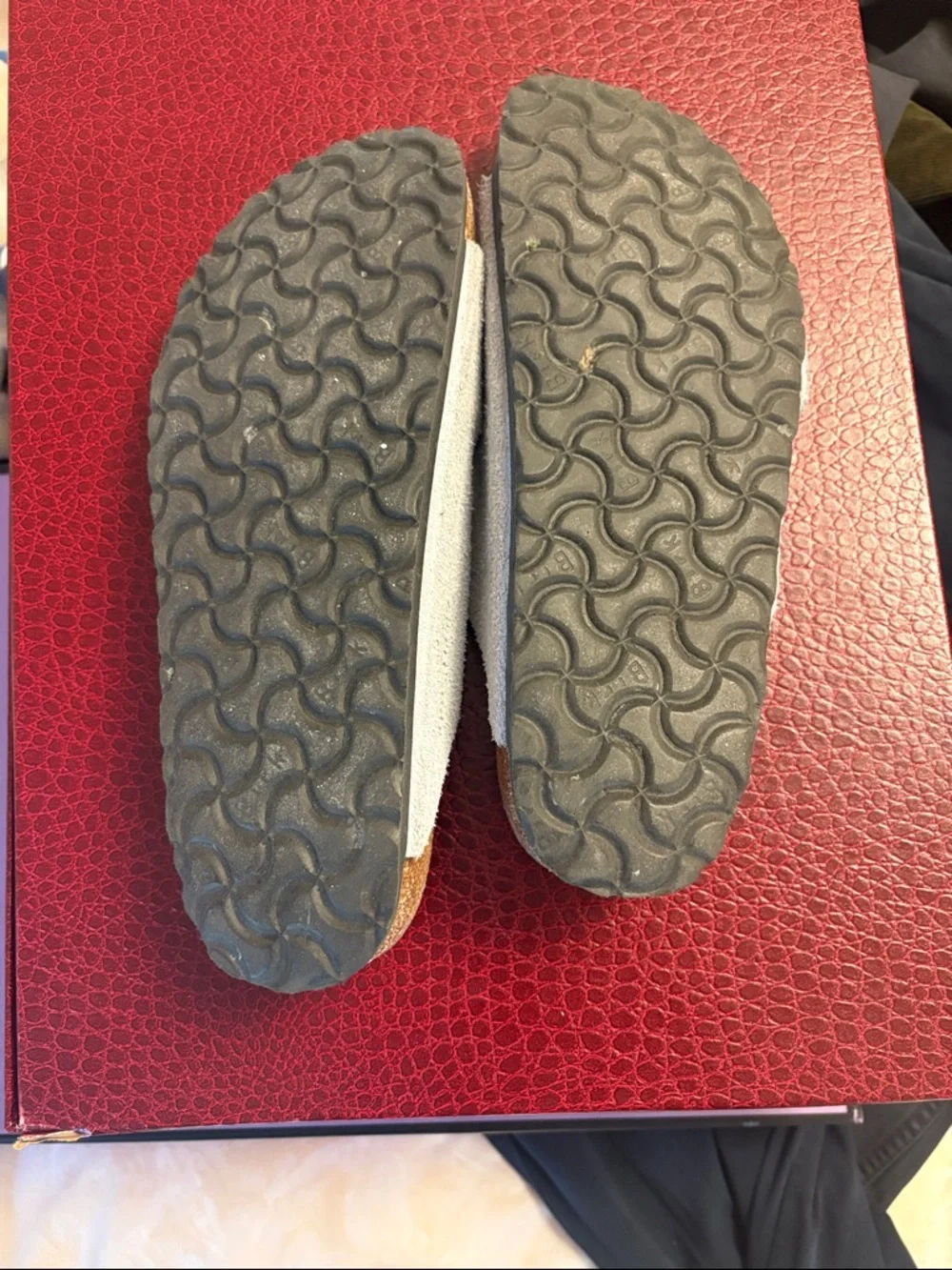 Birkenstock Two-Strap Suede Slide Sandals in Light Gray - Picture 2 of 2